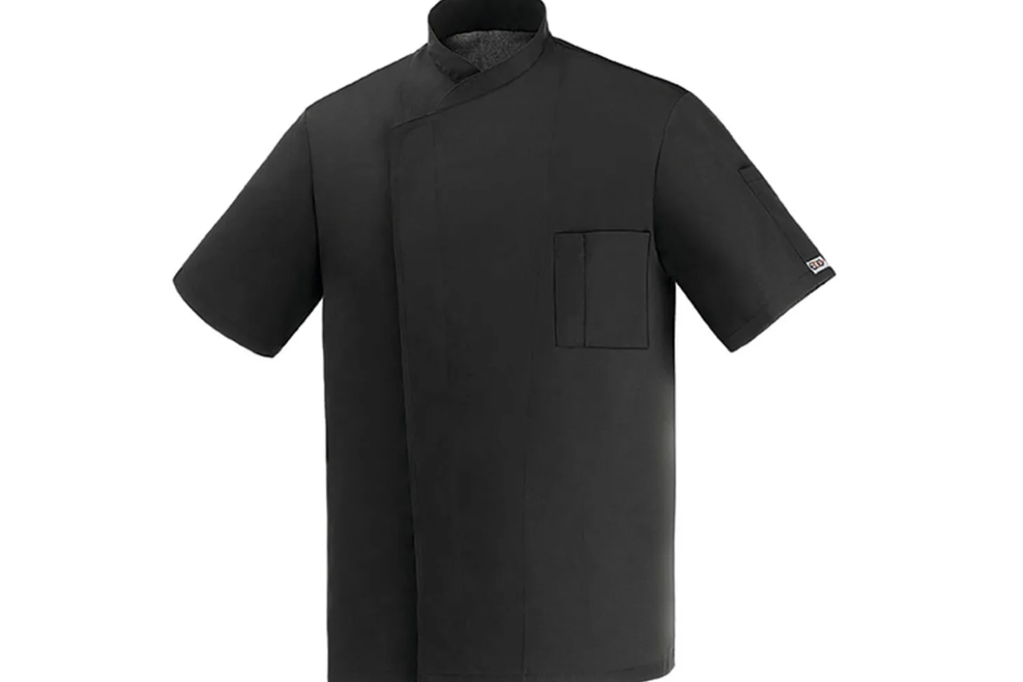 Veste de cuisine unisexe Egochef Ottavio Air Plus noire 100% microfibre à manches courtes