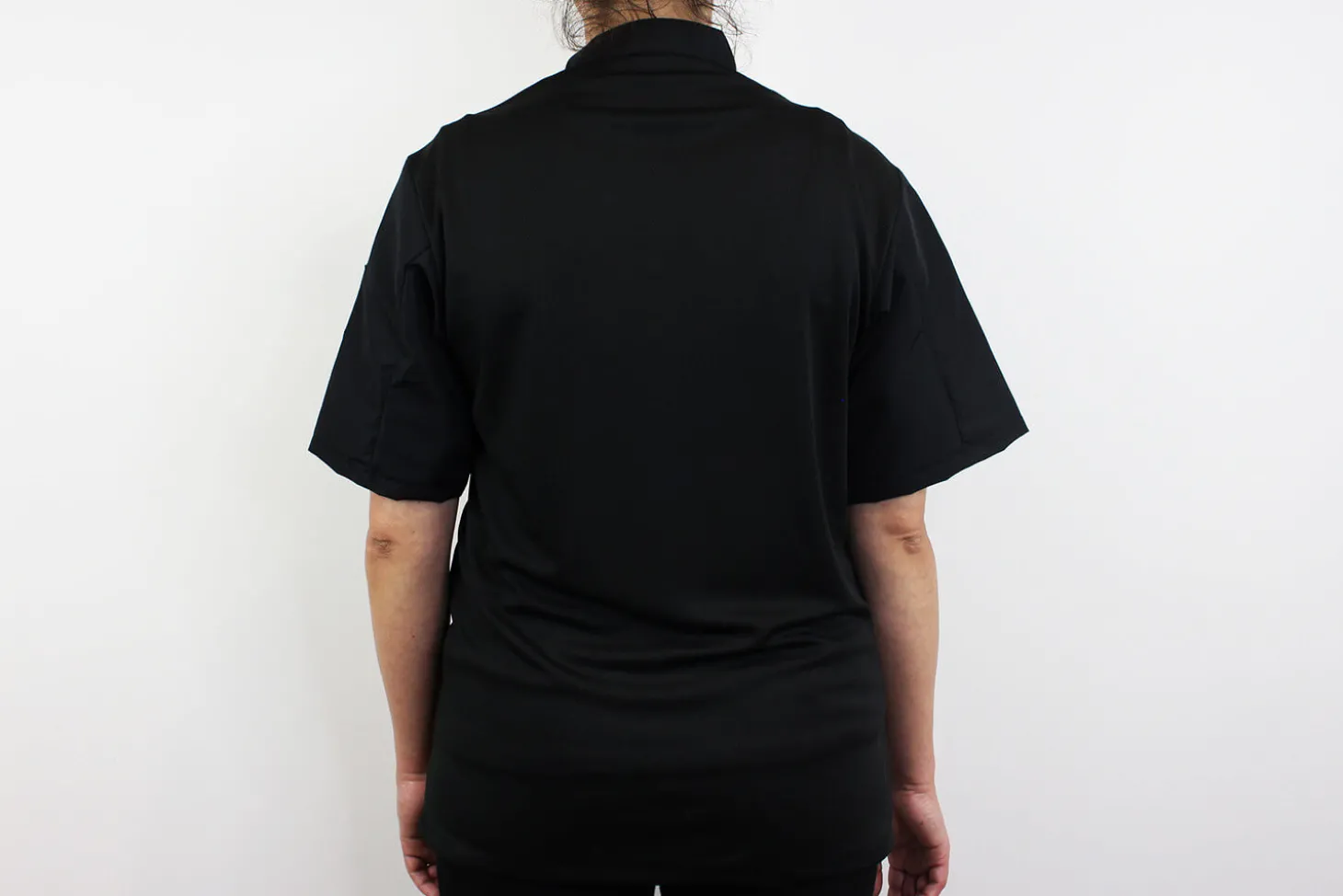 Veste de cuisine unisexe Egochef Ottavio Air Plus noire 100% microfibre à manches courtes