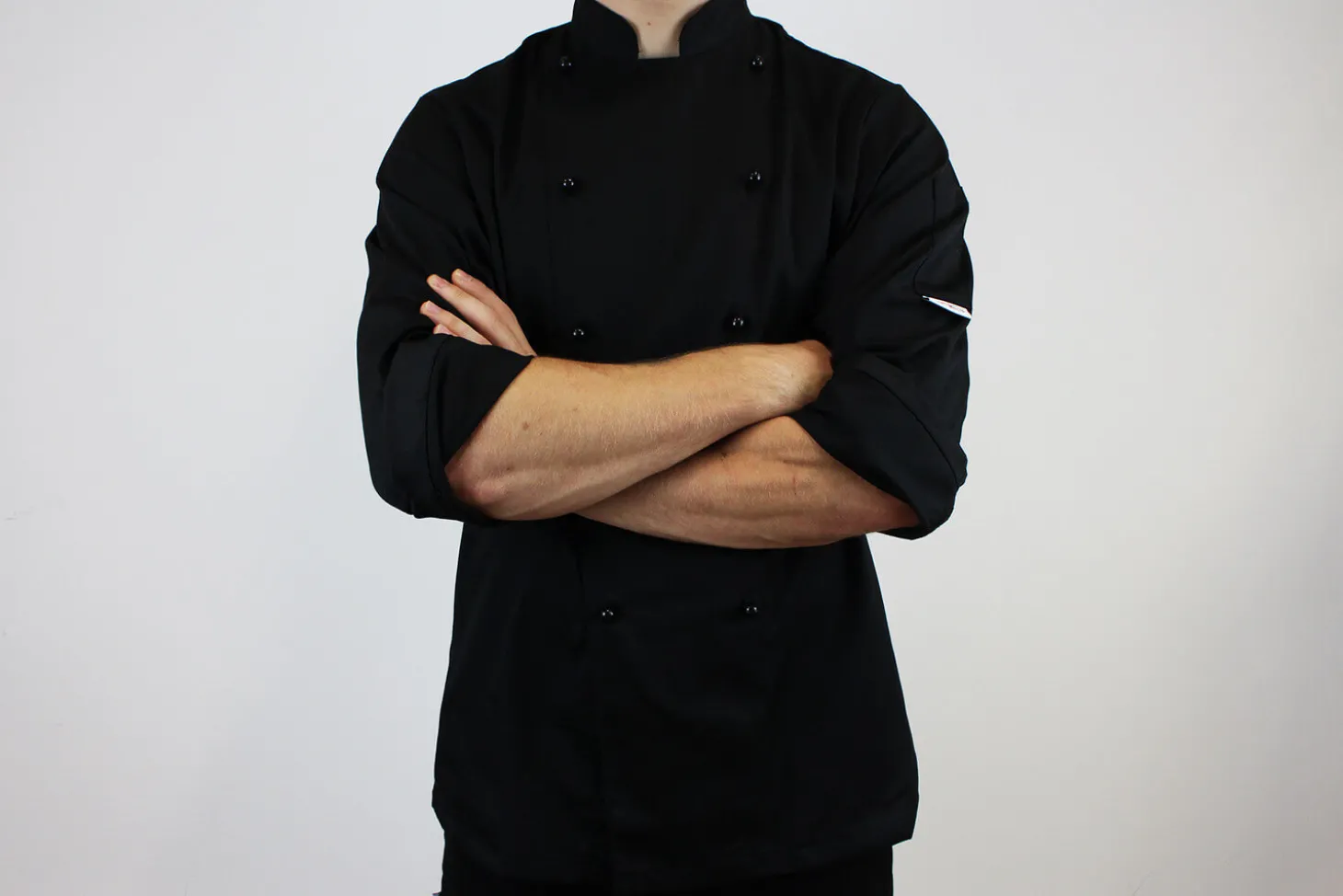Veste de cuisine unisexe Egochef Safety noire polyester et coton à manches longues