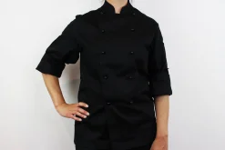 Veste de cuisine unisexe Egochef Safety noire polyester et coton à manches longues