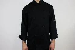Veste de cuisine unisexe Egochef Safety noire polyester et coton à manches longues
