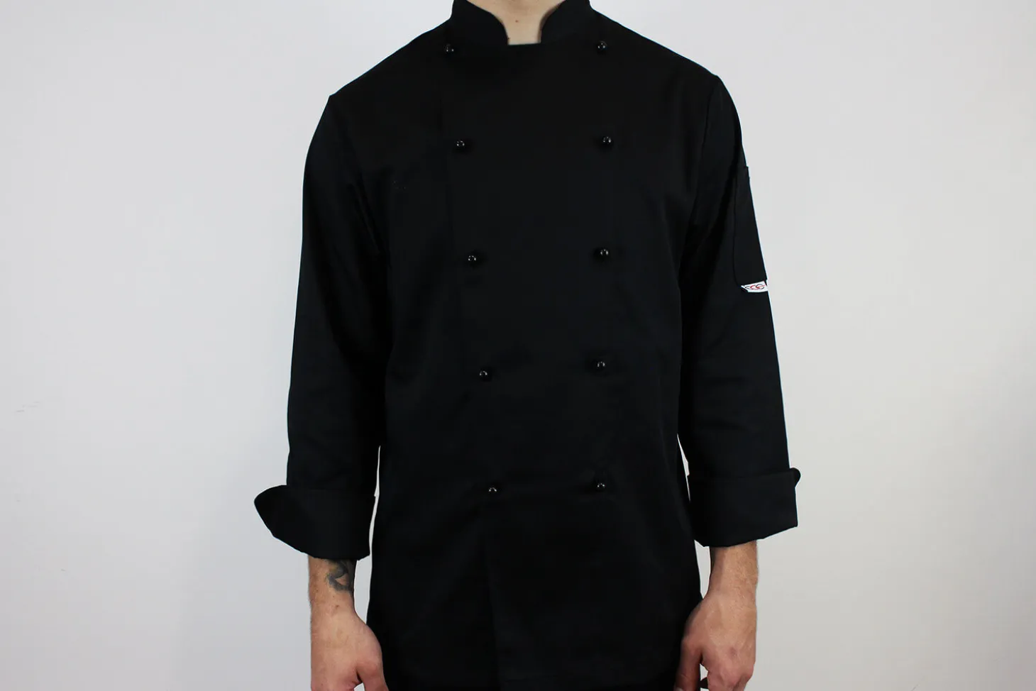 Veste de cuisine unisexe Egochef Safety noire polyester et coton à manches longues