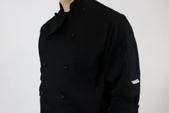 Veste de cuisine unisexe Egochef Safety noire polyester et coton à manches longues