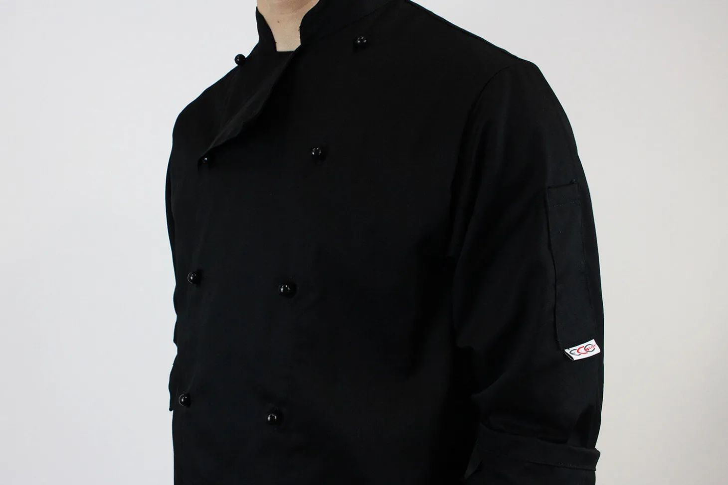 Veste de cuisine unisexe Egochef Safety noire polyester et coton à manches longues