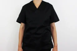 Veste de cuisine unisexe Egochef Leonardo noire polyester et coton à manches courtes