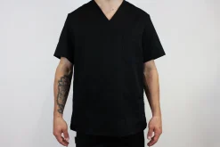 Veste de cuisine unisexe Egochef Leonardo noire polyester et coton à manches courtes
