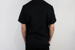 Veste de cuisine unisexe Egochef Leonardo noire polyester et coton à manches courtes