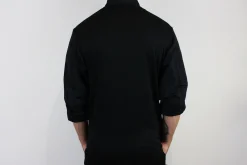 Veste de cuisine unisexe Egochef Ottavio Air Plus noire 100% microfibre à manches longues