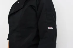 Veste de cuisine unisexe Egochef Ottavio Air Plus noire 100% microfibre à manches longues