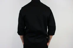 Veste de cuisine unisexe Egochef Cheap Air Plus noire polyester et coton à manches longues