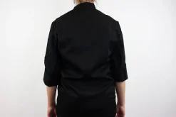 Veste de cuisine unisexe Egochef Cheap Air Plus noire polyester et coton à manches longues