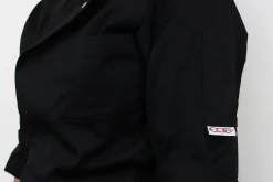 Veste de cuisine unisexe Egochef Cheap Air Plus noire polyester et coton à manches longues