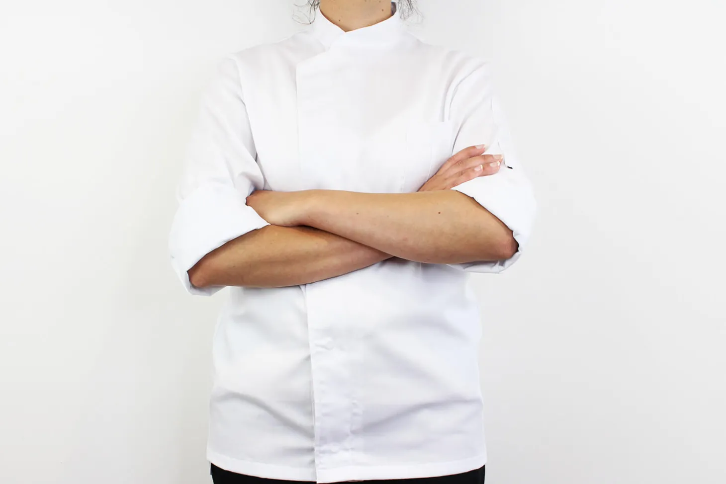 Veste de cuisine unisexe Egochef Cheap Air Plus blanche polyester et coton à manches longues