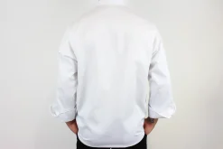 Veste de cuisine unisexe Egochef Cheap Air Plus blanche polyester et coton à manches longues