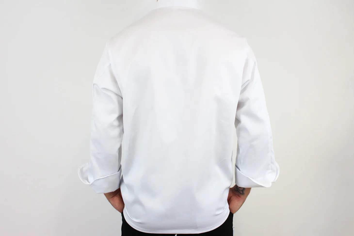 Veste de cuisine unisexe Egochef Cheap Air Plus blanche polyester et coton à manches longues