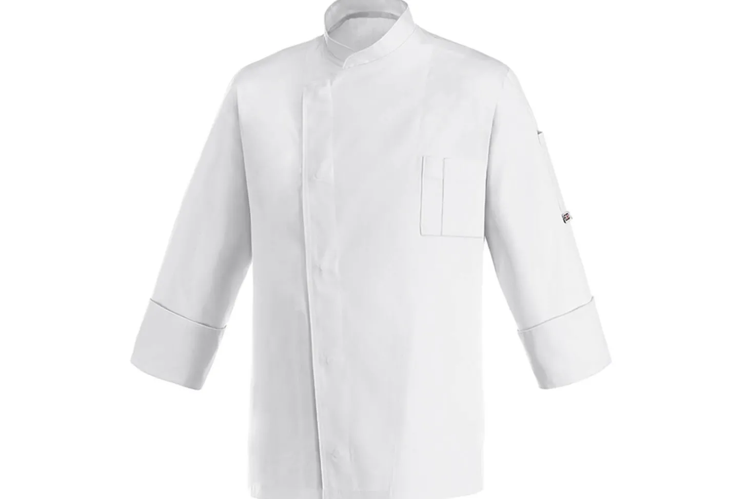 Veste de cuisine unisexe Egochef Cheap Air Plus blanche polyester et coton à manches longues