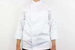 Veste de cuisine unisexe Egochef Cheap Air Plus blanche polyester et coton à manches longues