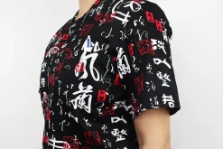 Veste de cuisine unisexe Egochef Leonardo caractères japonais 100% coton à manches courtes