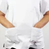 Veste de cuisine unisexe Egochef Leonardo blanche 100% coton à manches courtes