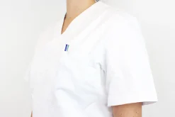 Veste de cuisine unisexe Egochef Leonardo blanche 100% coton à manches courtes