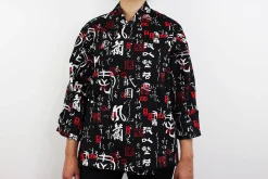 Veste de cuisine unisexe Egochef Sushi caractères japonais kimono 100% coton à manches longues