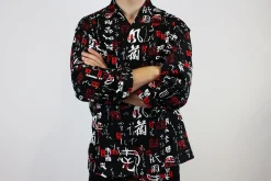 Veste de cuisine unisexe Egochef Sushi caractères japonais kimono 100% coton à manches longues