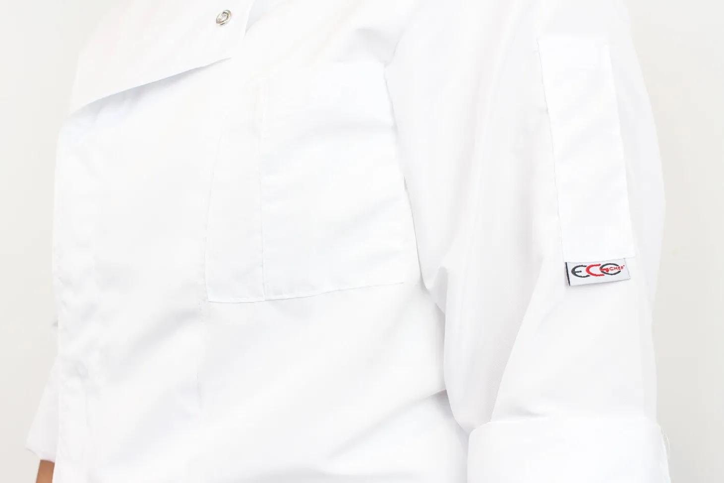 Veste de cuisine unisexe Egochef Ottavio Air Plus blanche 100% microfibre à manches longues