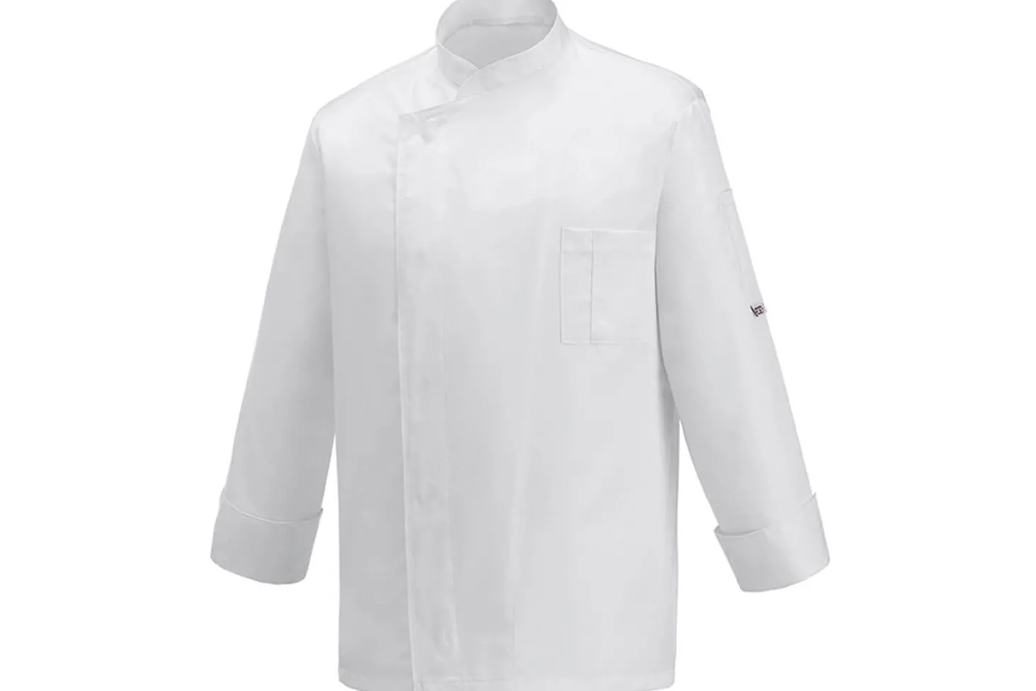 Veste de cuisine unisexe Egochef Ottavio Air Plus blanche 100% microfibre à manches longues