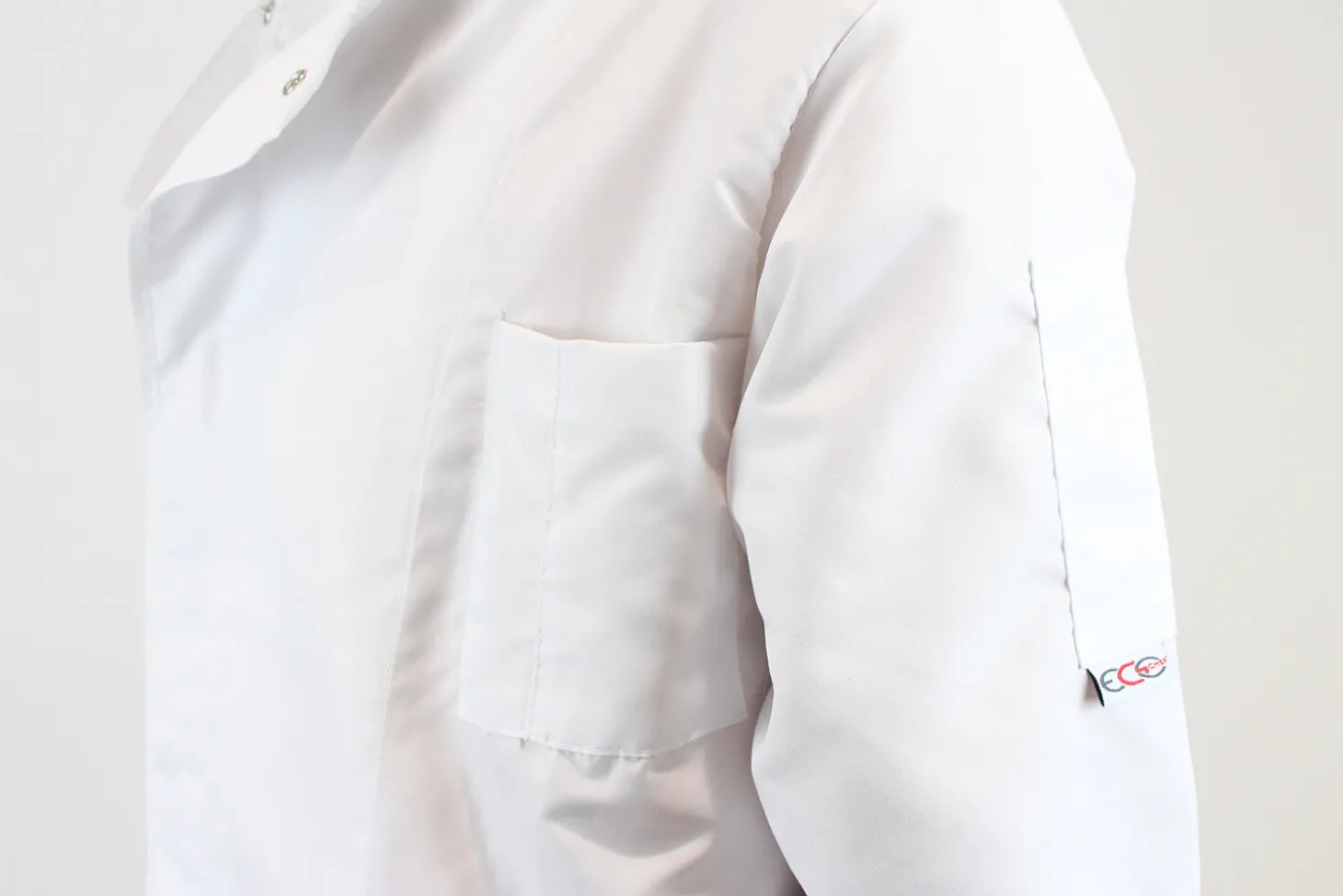 Veste de cuisine unisexe Egochef Ottavio Air Plus blanche 100% microfibre à manches longues