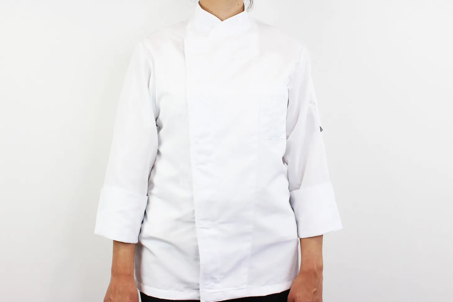 Veste de cuisine unisexe Egochef Ottavio Air Plus blanche 100% microfibre à manches longues