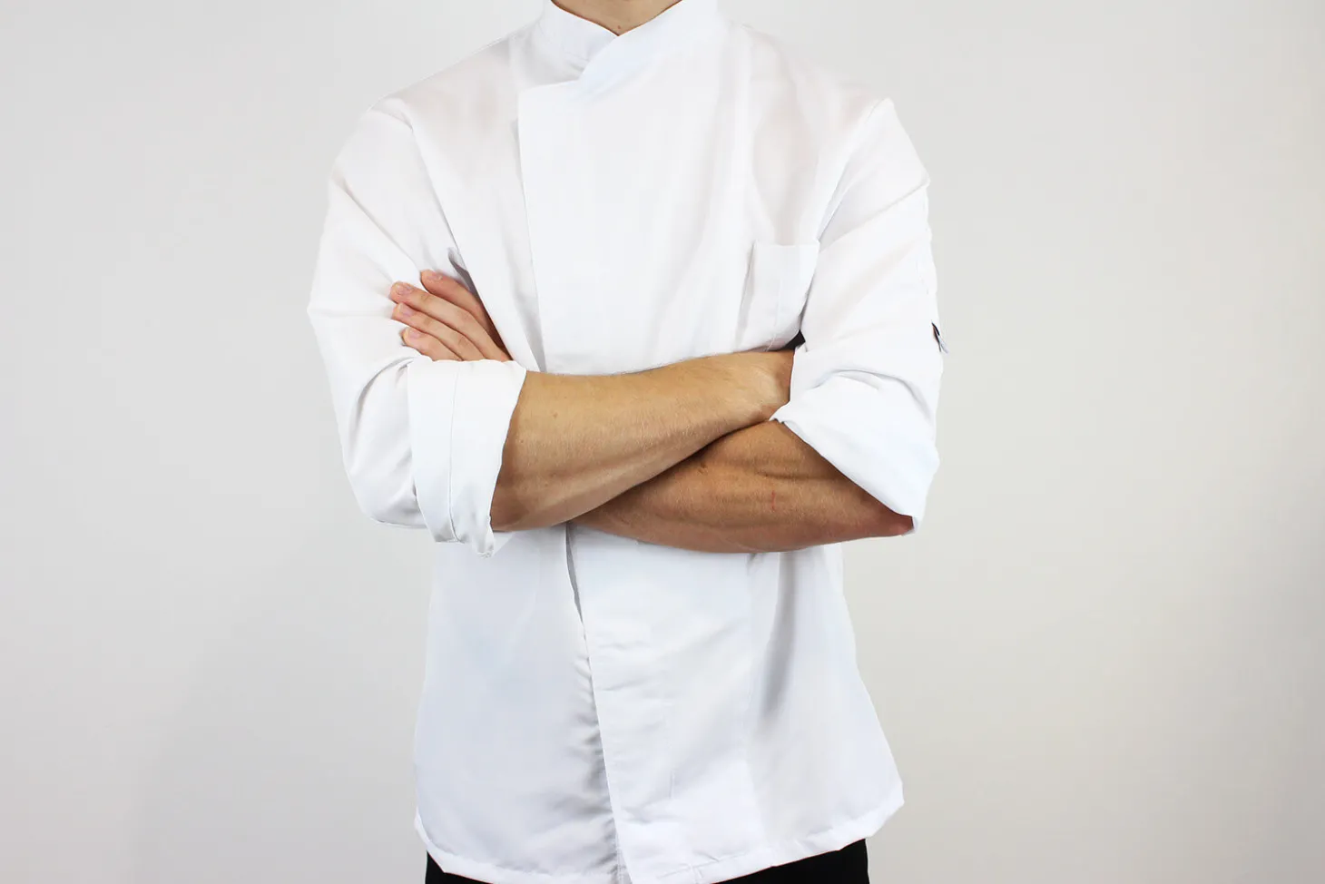 Veste de cuisine unisexe Egochef Ottavio Air Plus blanche 100% microfibre à manches longues