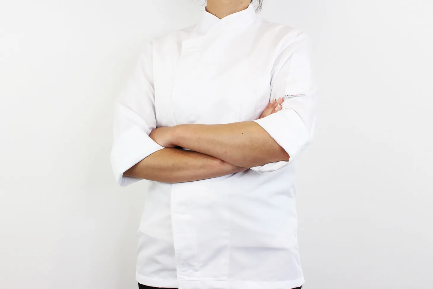 Veste de cuisine unisexe Egochef Ottavio Air Plus blanche 100% microfibre à manches longues
