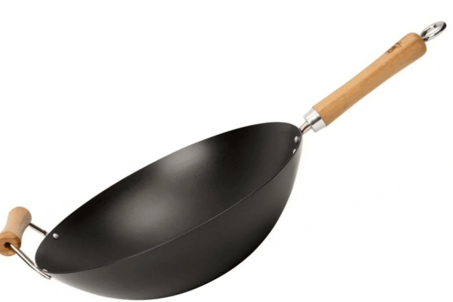 Wok antiadhérent Dexam avec 2 poignées en acier au carbone pour 4 à 6 personnes diamètre 36cm