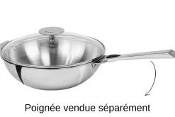 Wok Cristel Casteline amovible en inox 3 plis