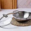 Wok Cristel Castel'Pro en acier inoxydable 18/10 3 ply avec 2 anses fixes