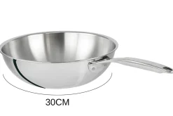 Wok Cristel Castel'Pro en acier inoxydable 18/10 3 ply