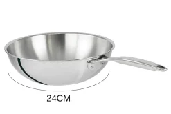 Wok Cristel Castel'Pro en acier inoxydable 18/10 3 ply