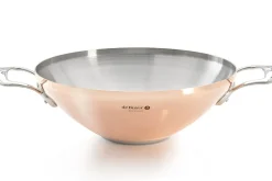 Wok en cuivre inox 32cm De Buyer Prima Matera anses en inox compatible induction