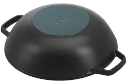 Wok en fonte Staub 30cm avec couvercle en verre + grille