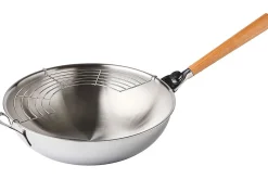 Wok Mastrad O'Wok Gourmet en acier inoxydable avec poignée amovible et grille